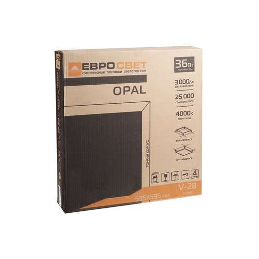 Светильник светодиодная панель ЕВРОСВЕТ 36Вт OPAL LED-SH-595-20 4000K 3000Лм