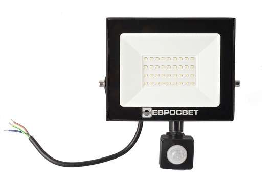 Прожектор светодиодный ЕВРОСВЕТ 30Вт с датчиком движения EV-30-504D 6400К