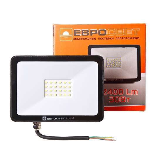 Прожектор светодиодный ЕВРОСВЕТ 30Вт 6400К EV-30-504 STAND-XL 2400Лм