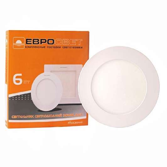 Светильник точечный врезной ЕВРОСВЕТ 6Вт круг LED-R-120-6 4200К