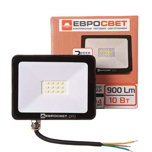 Прожектор светодиодный ЕВРОСВЕТ 10Вт 6400К EV-10-504 PRO-XL 900Лм
