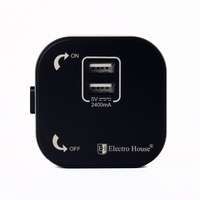 Розетка 2-я USB Pandora Black 2A IP40