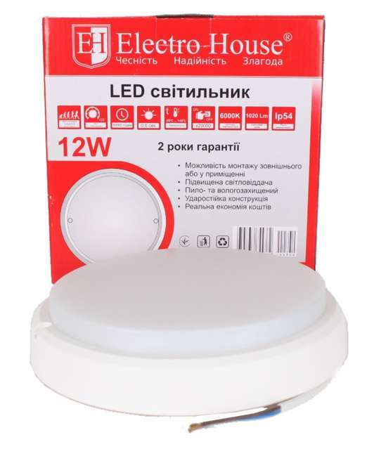 LED светильник для ЖКХ 12W 6500K 1020Lm IP54