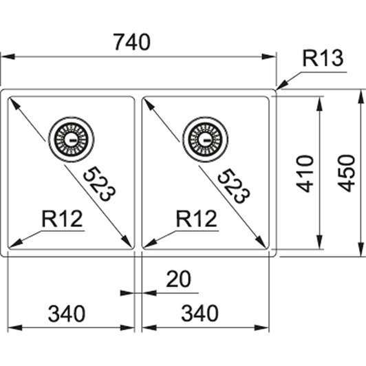 Franke Box BXX 120-34-34/ BXX 220-34-34 Нержавіюча сталь полірована